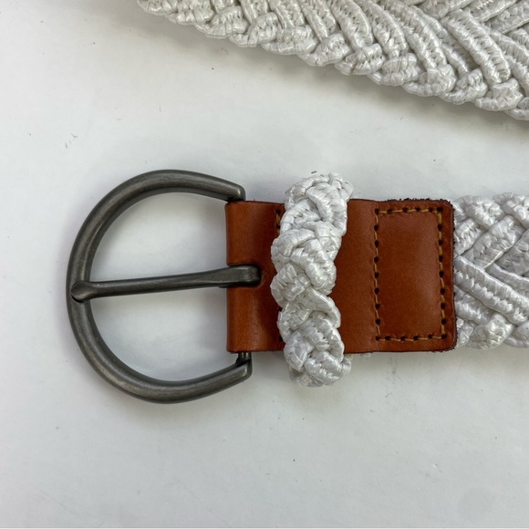 White Stretch Braided Raffia Seagrass Belt - Picture 9 of 12